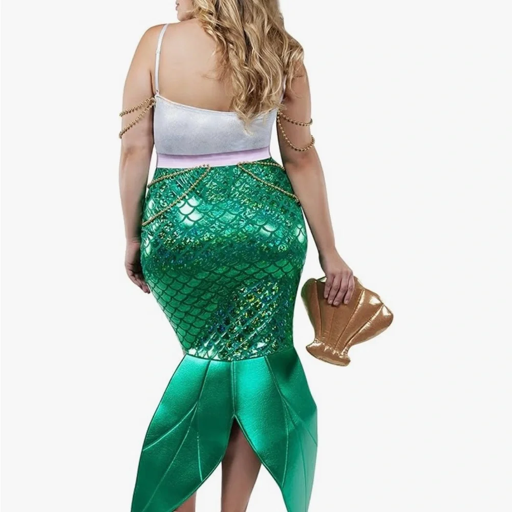Starline LA Women’s plus size Mermaid Costume with Shell Top and Green Skirt 4x - Picture 2 of 4
